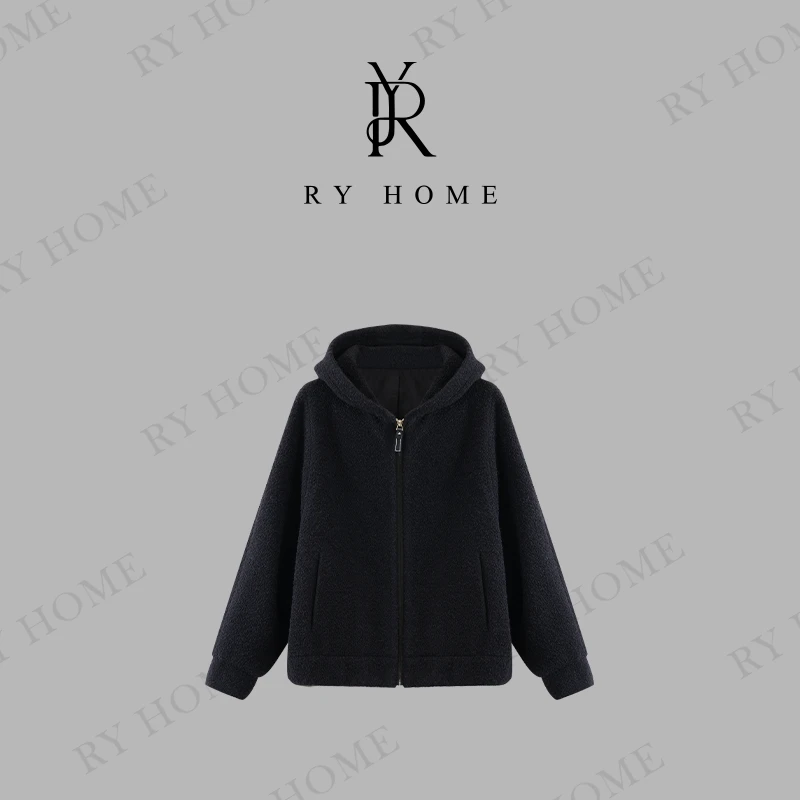 【容雨RYHOME】绵羊毛＋羊驼毛秋季连帽澳毛绒帽衫外套243W1835