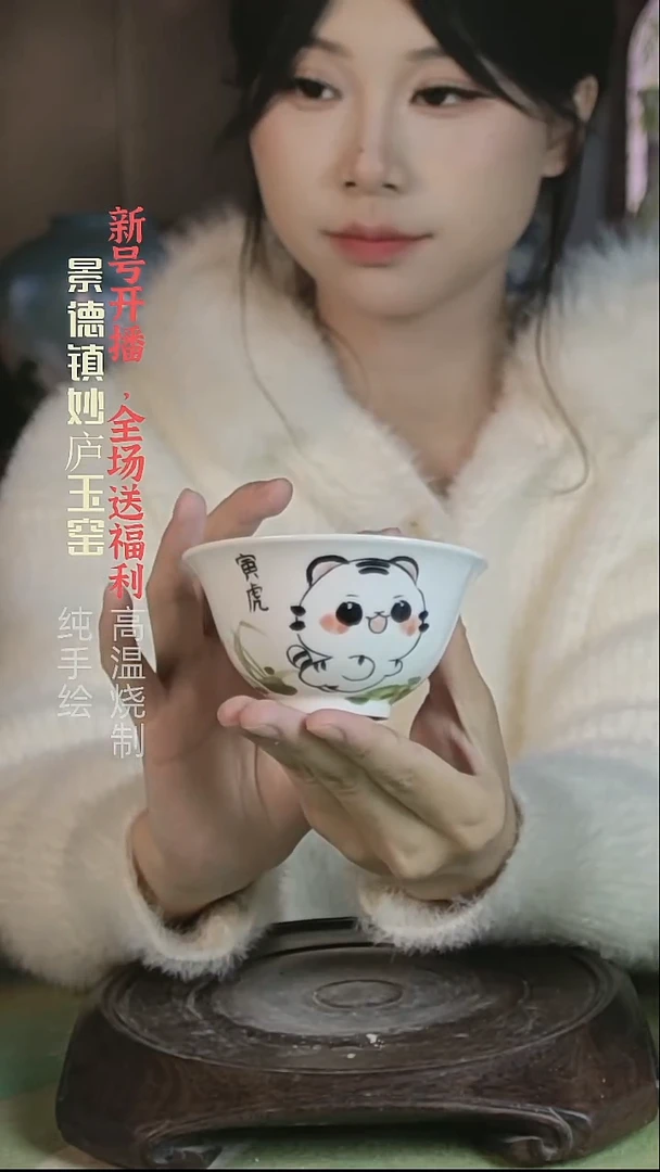 盘妙庐玉窑生肖虎小汤碗