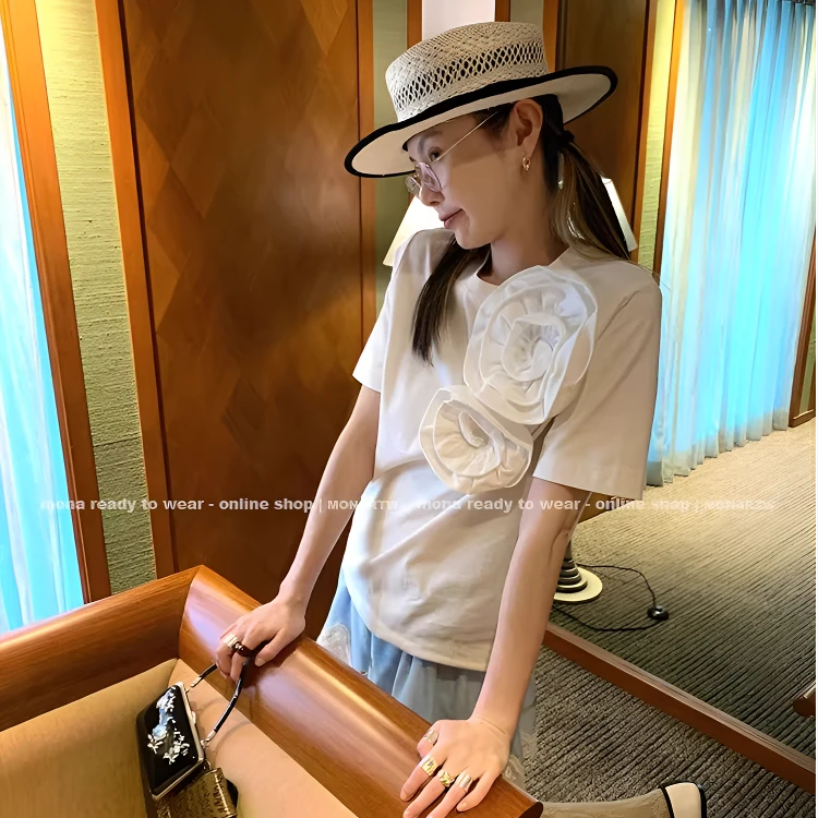 MONA 花朵绝美超好看 设计小众时尚显瘦t恤连衣裙 2025夏季新款