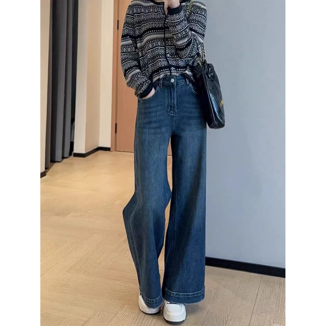 【加绒版】显瘦酵素水洗直筒牛仔裤