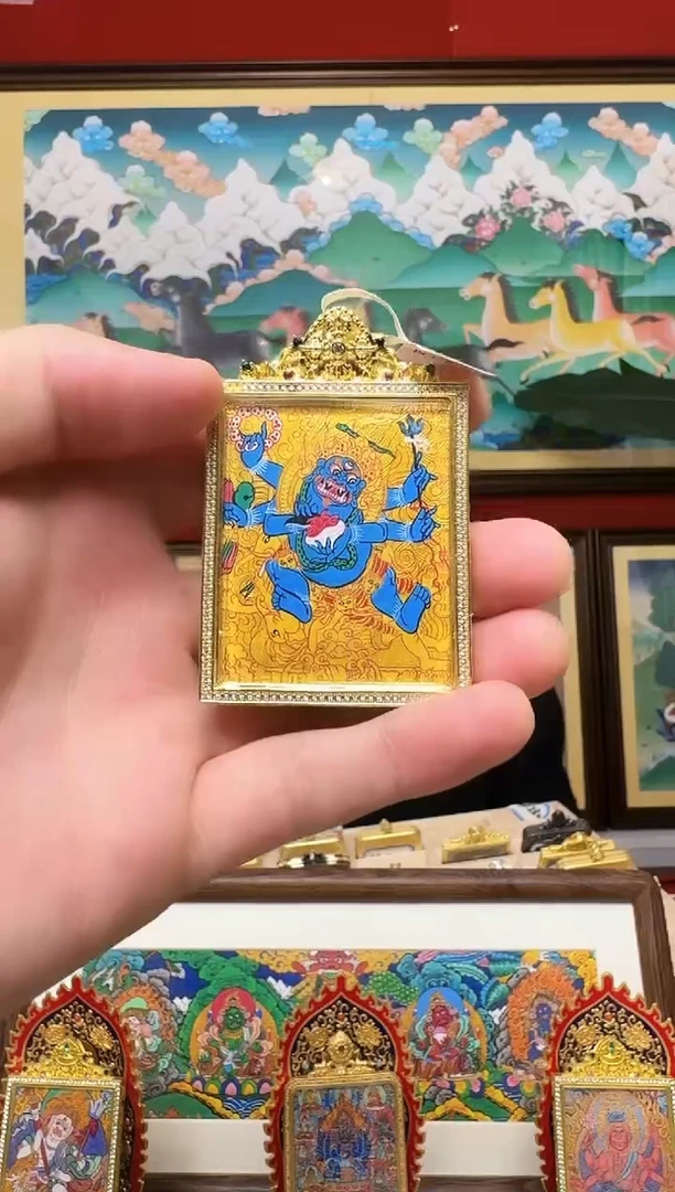 吊坠大黑-热贡纯手绘周毛