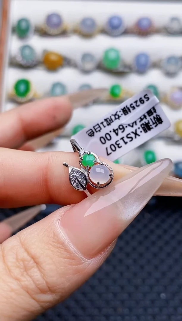 银S925镶嵌戒指翡翠3186