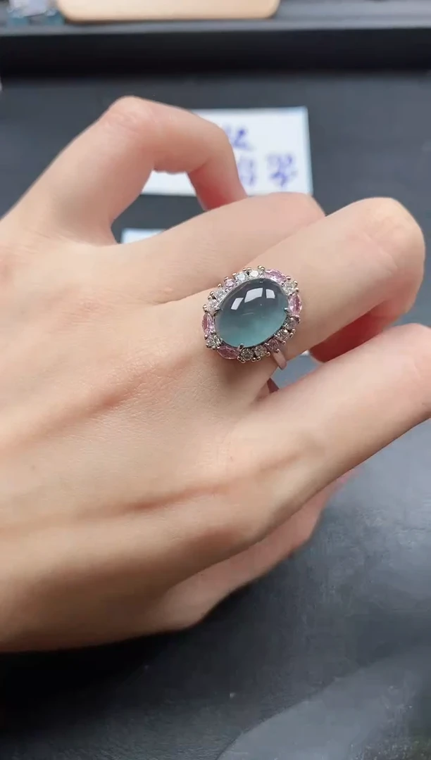 翡翠戒指银S925镶嵌51511