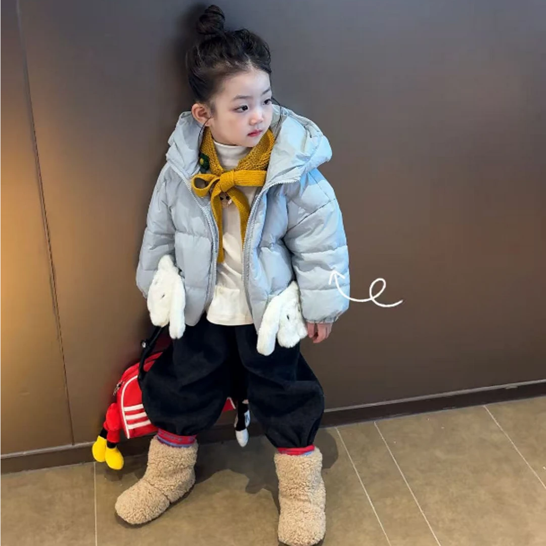 冬季新款可爱洋气女男童上衣 百搭白鸭绒儿童羽绒服