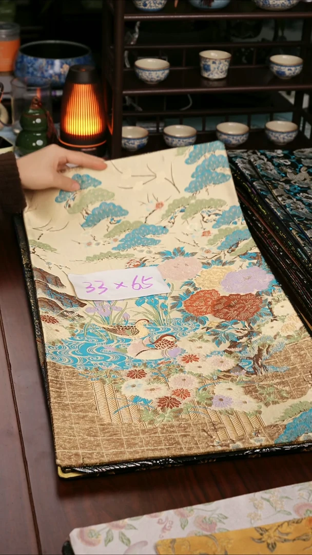 【西阵织鸳鸯戏水双面】中国风干泡织锦茶席33*65