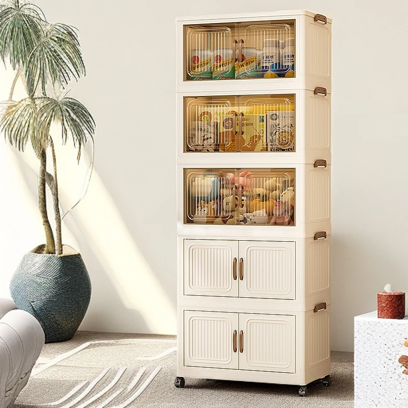 【55面宽】3-4-5免安装折叠收纳柜整理柜双开门储物柜整理柜