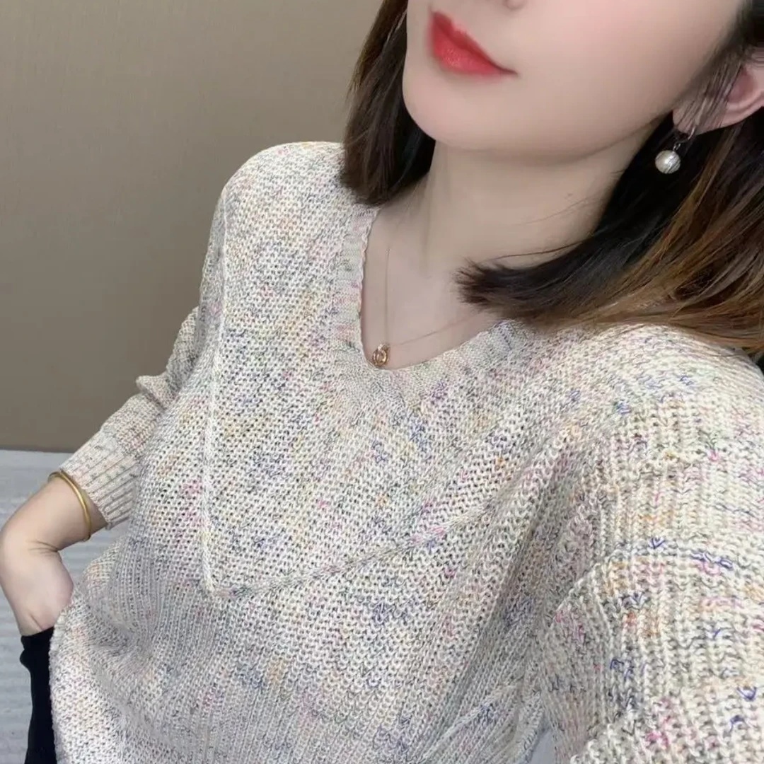 【星空彩纱】2025早春新款韩版彩色慵懒棉衣衫百搭女士宽松显瘦针织