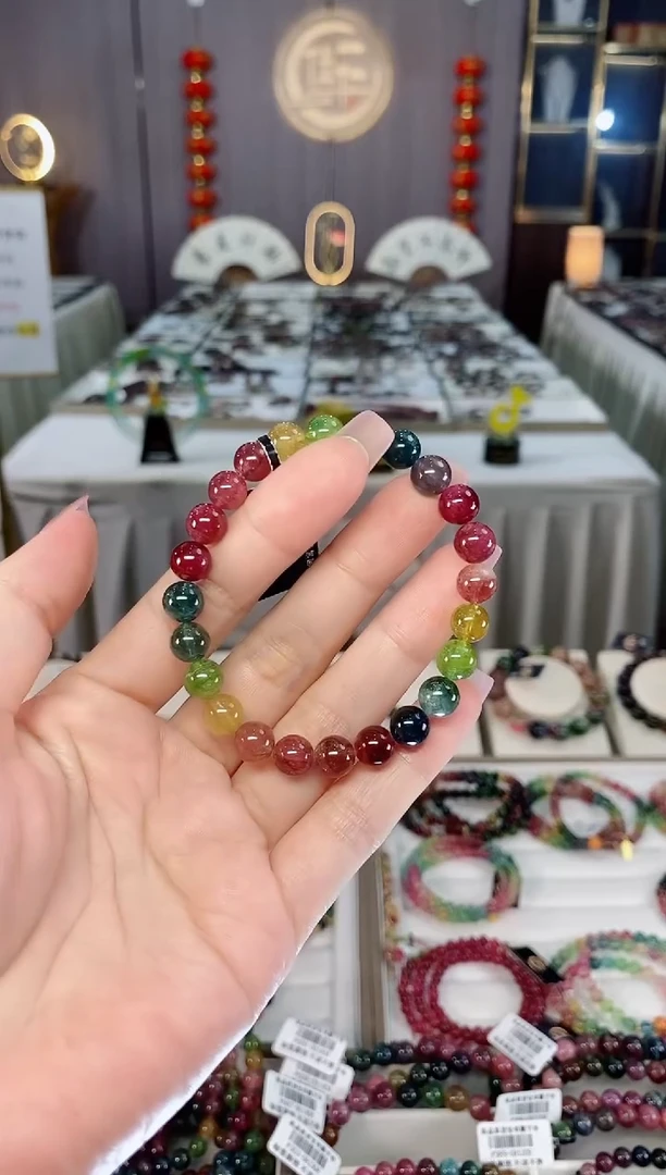 未镶嵌收藏级老矿碧玺单圈手串7mm+碧玺hon多样性发货一条
