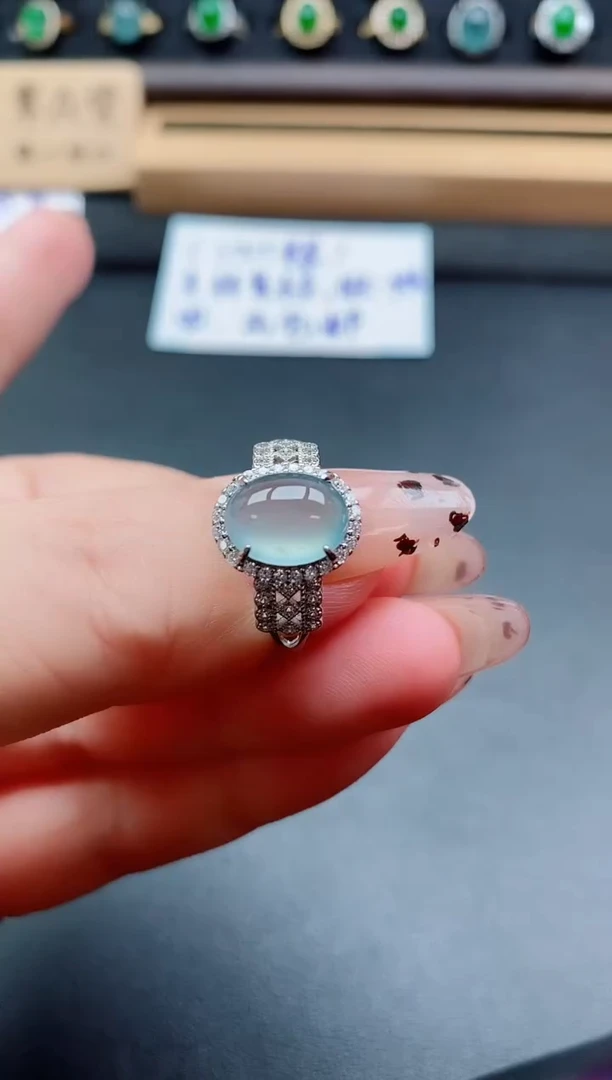 银S925镶嵌戒指翡翠1