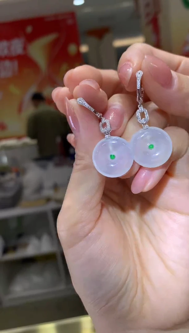 18K金镶嵌翡翠耳饰|不退不换