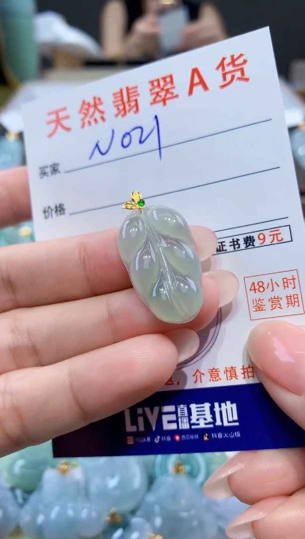 颈饰18K金镶嵌翡翠天然翡翠A货挂件