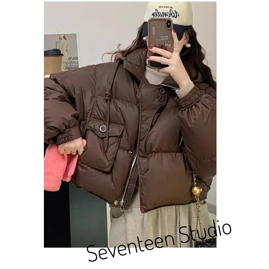 【Seventeen】东大门韩版多扣小个子百搭肯豆风面包外套