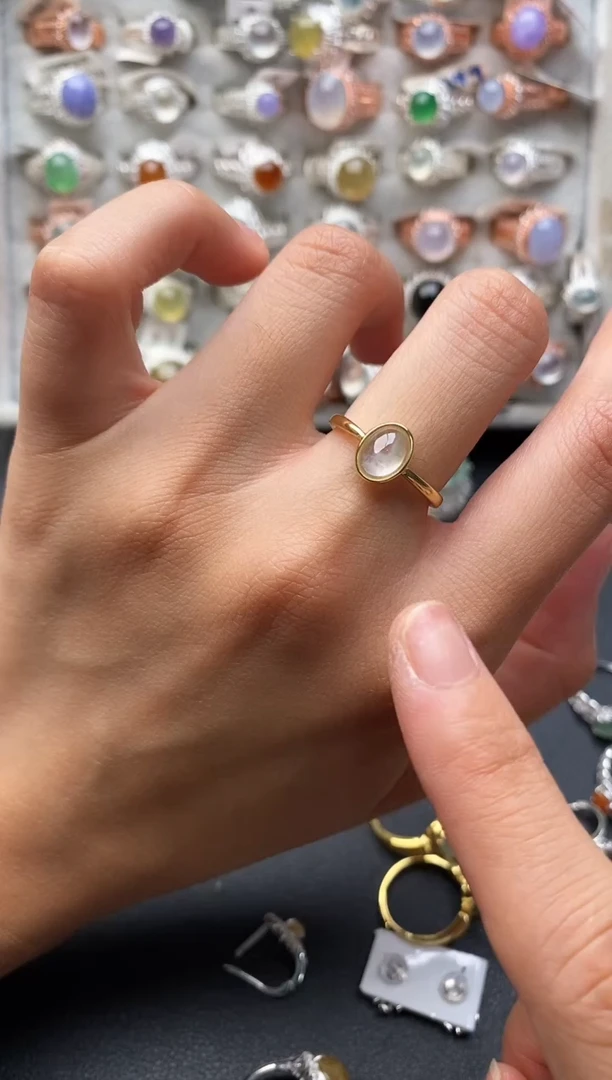 银S925镶嵌戒指翡翠44444+5