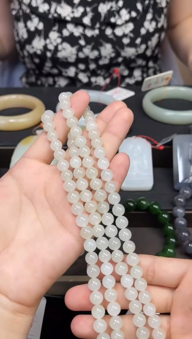 项链未镶嵌和田玉108卡8新疆于田 珠链9011487