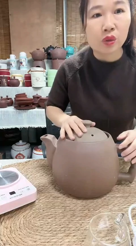 陶瑕疵6.0咖色养生壶