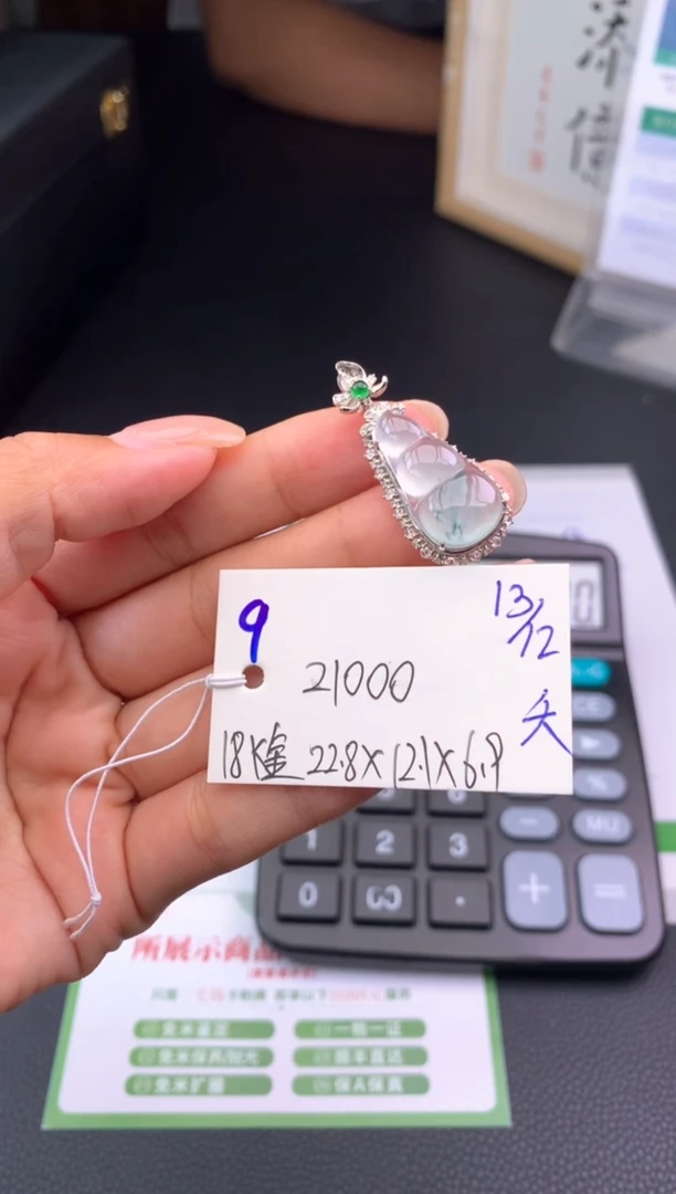 颈饰18K金镶嵌翡翠假一赔三