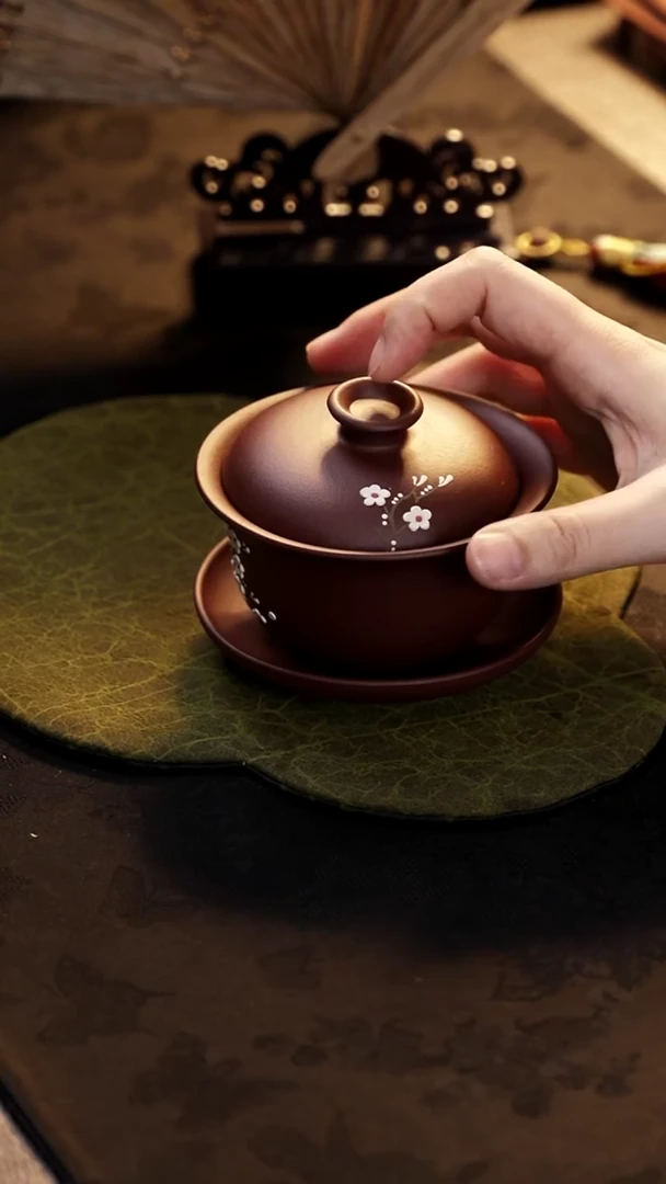 茶壶紫砂梅花 盖碗 紫泥