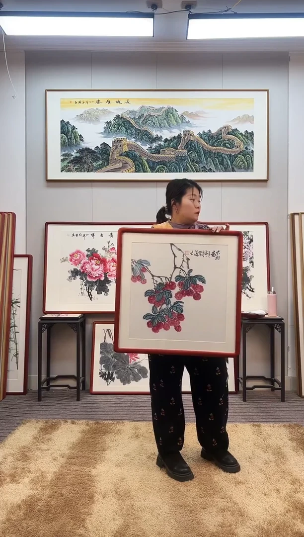 国画手绘荔枝62*62尺寸