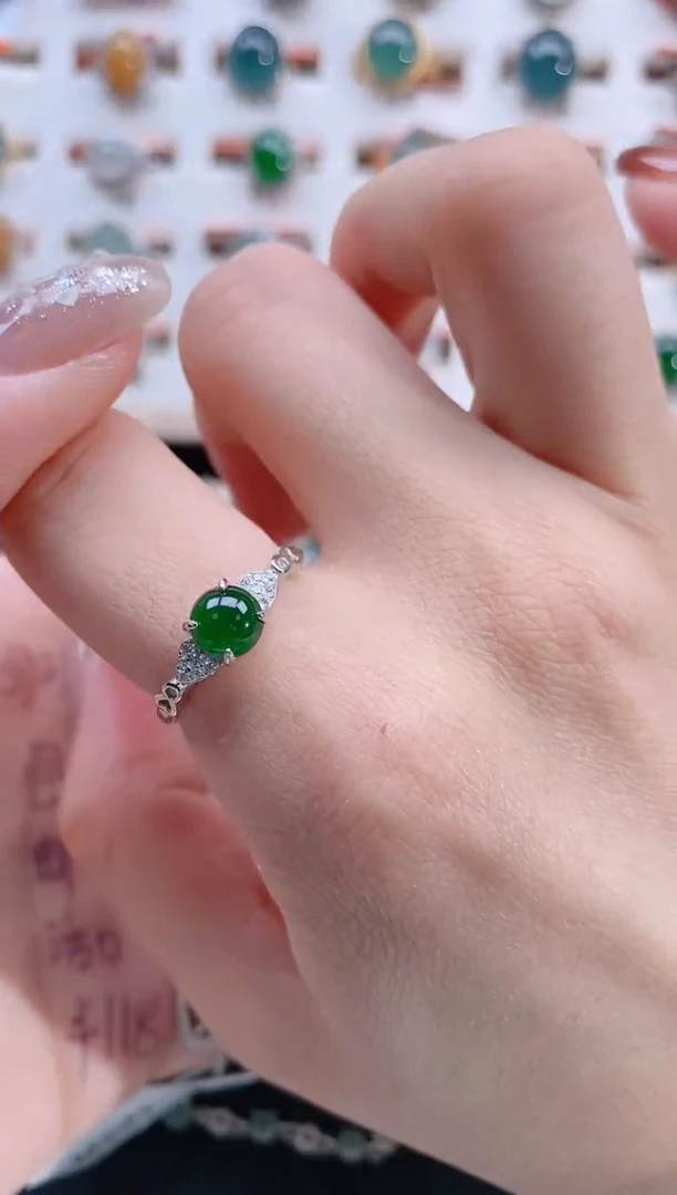 银S925镶嵌戒指翡翠天然翡翠