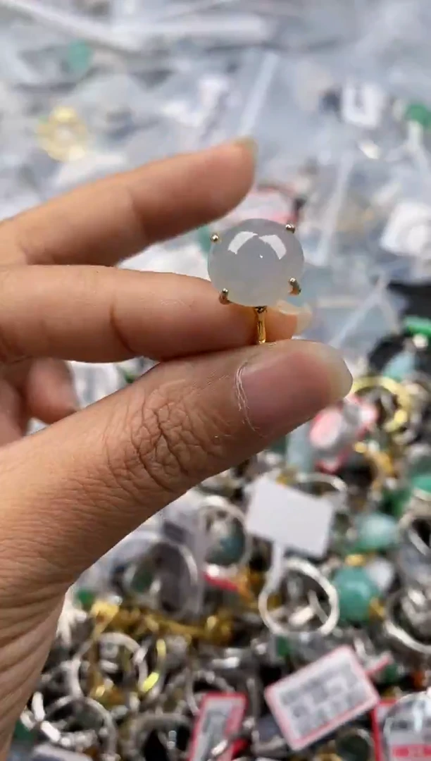 银S925镶嵌戒指翡翠555--4