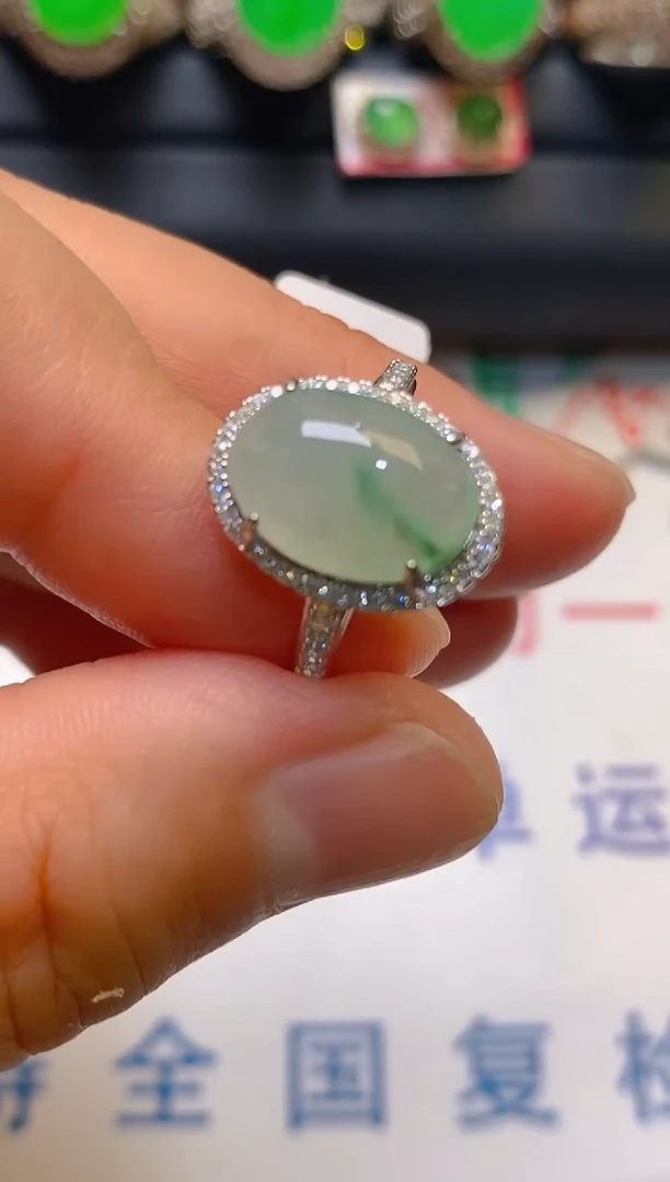 【闪购商品】翡翠耳饰银S925镶嵌天然A货翡翠1