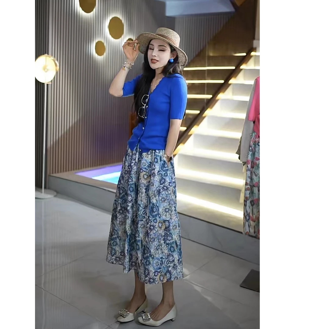 时尚气质百搭显瘦花苞型女士A字半身裙中长裙WL9693+6544811