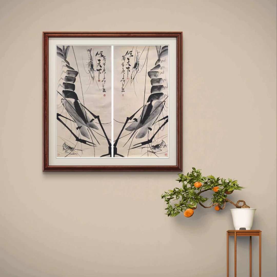 何江熊 《顺天下》 水墨对 四尺 国画
