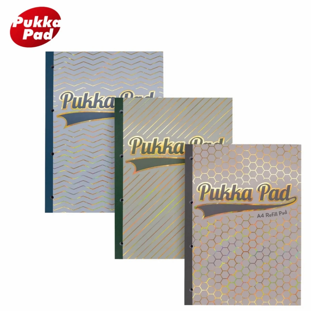 PukkaPad 闪金A4胶装横线150张80g考研厚本4孔分栏美式易撕笔记本