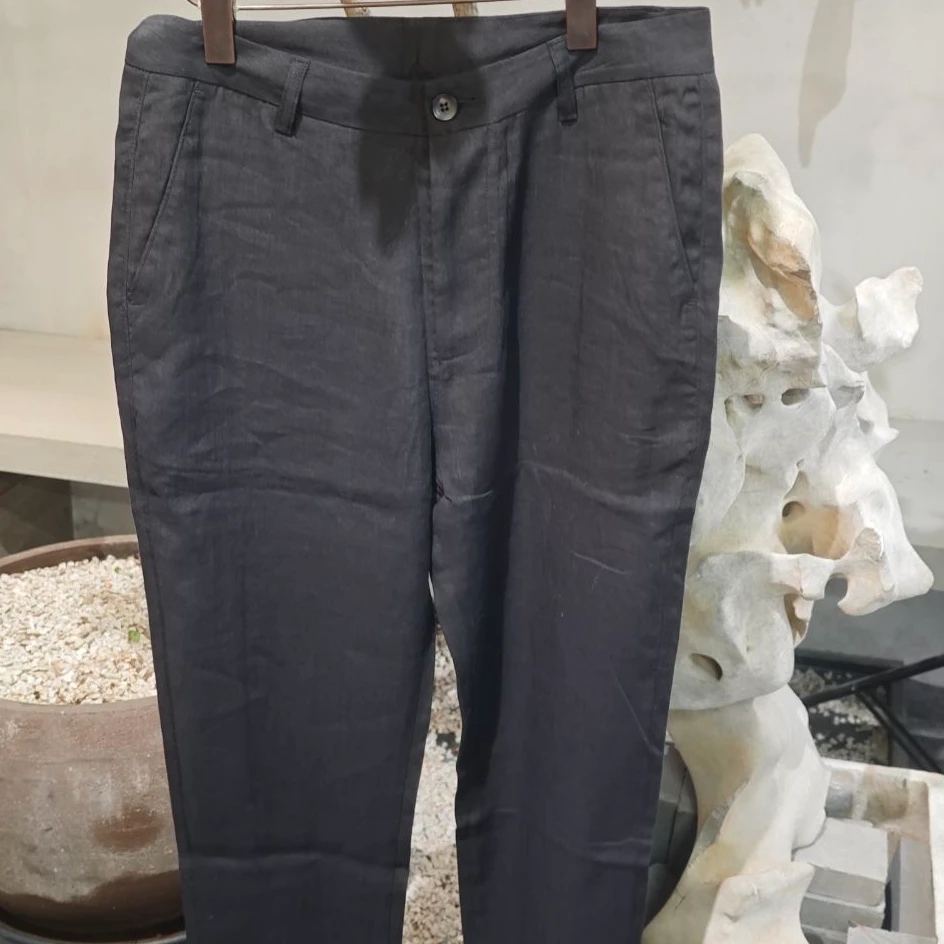 北纬三十度原创设计师春夏季男装宽松时尚舒适百搭黑色直筒休闲裤