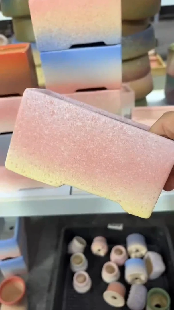 白*麦饭石粗陶多肉花盆