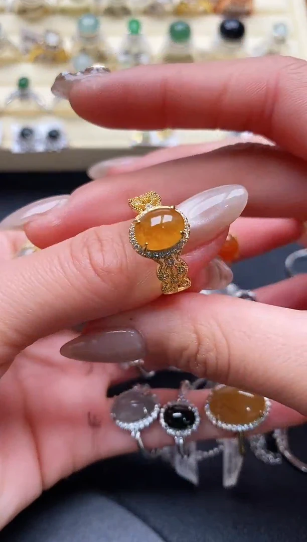 【闪购商品】翡翠戒指银S925镶嵌缅甸翡翠3   3+