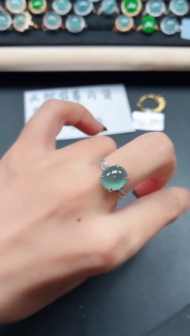 翡翠戒指银S925镶嵌11111