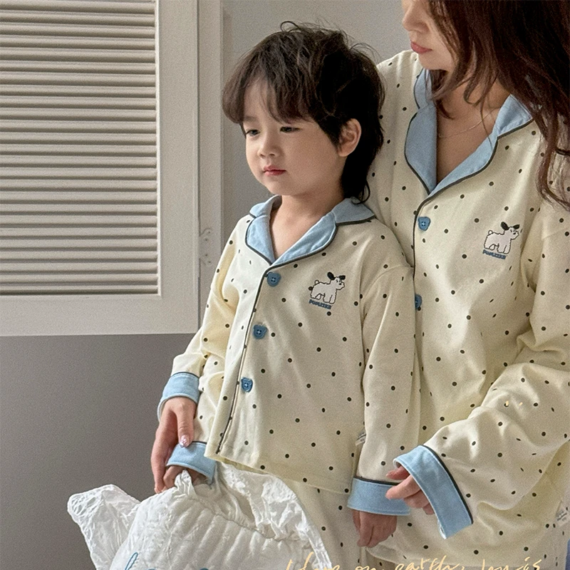 【嘿甜心】儿童春秋季居家亲子棉毛家居服套装-26162