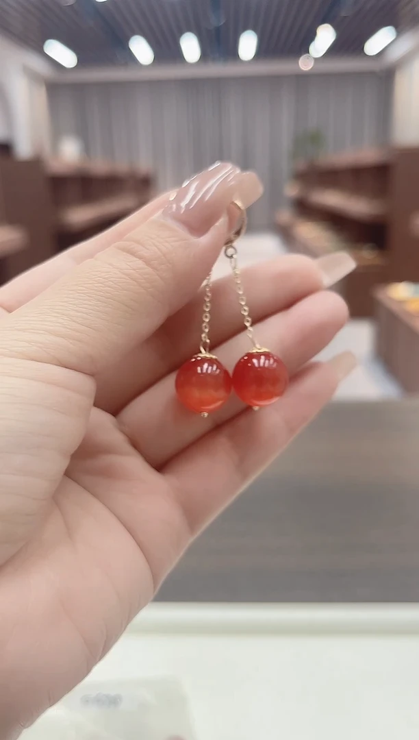 14K金镶嵌耳饰碧玺猫眼E696