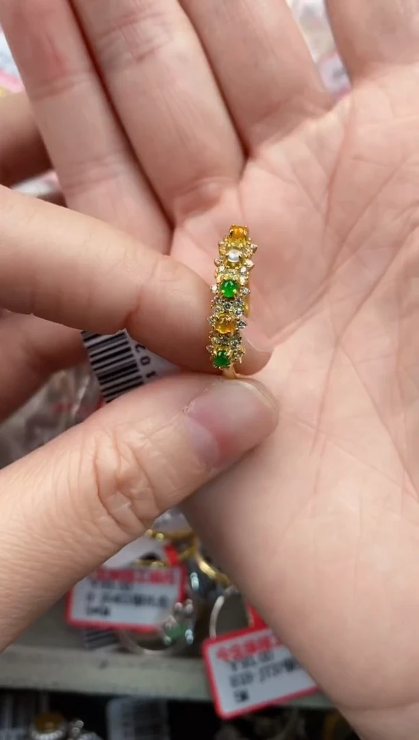 银S925镶嵌戒指翡翠555-----9