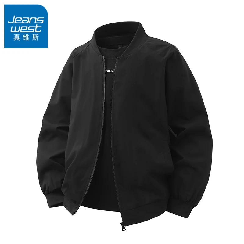 真维斯春季新款纯色商务休闲夹克男士棒球领宽松百搭时尚夹克男款