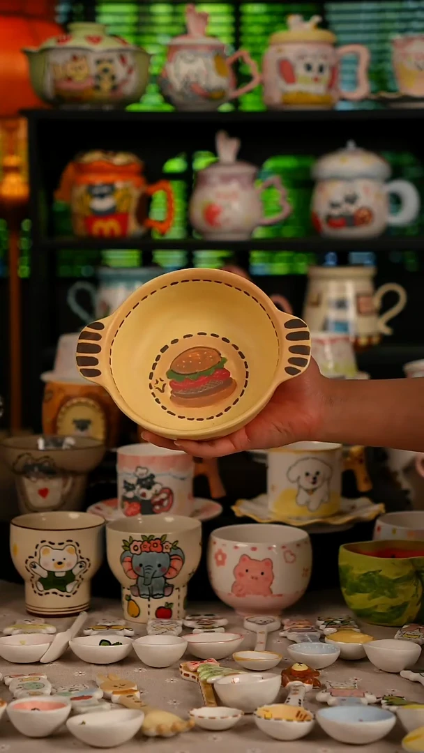 陶瓷无盖款景德镇高温釉下彩纯手绘创意瓷