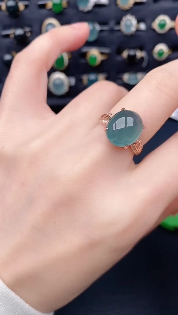 银S925镶嵌戒指翡翠天然a货翡翠51