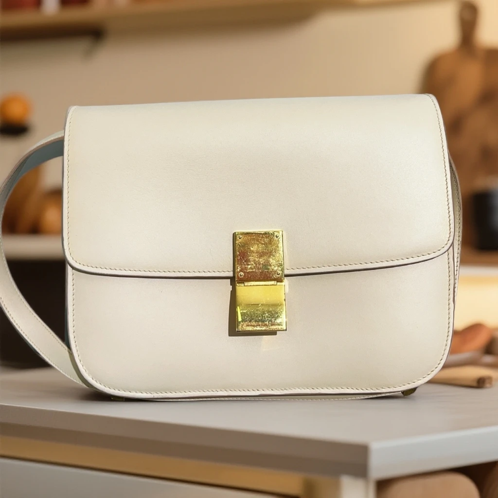 95新 Celine/思琳 裸色BOX单肩包1741 6142