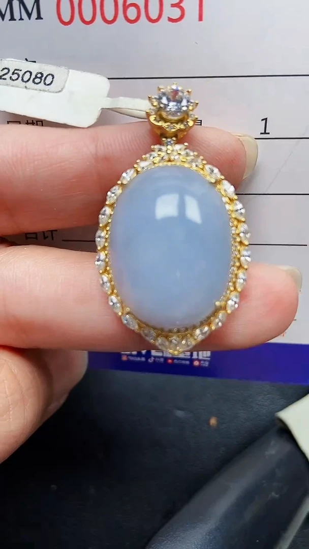 颈饰银S925镶嵌翡翠6031