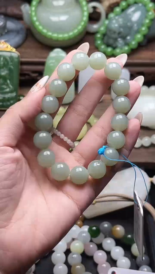未镶嵌手串和田玉卡12且末蓝 圆珠9010539