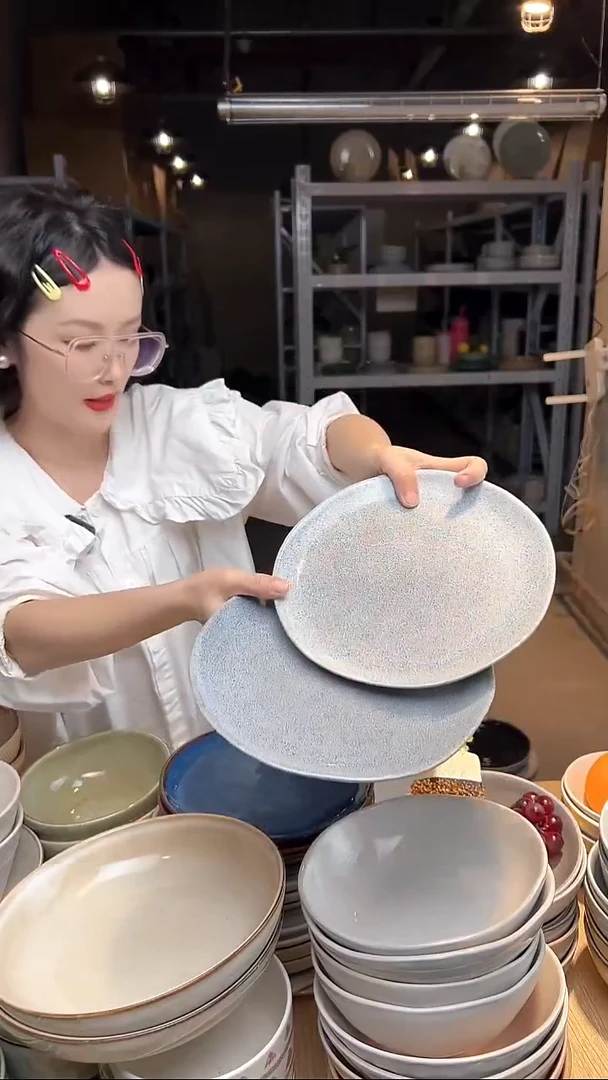 瓷422外贸尾货高温釉下彩陶瓷餐具默认微瑕