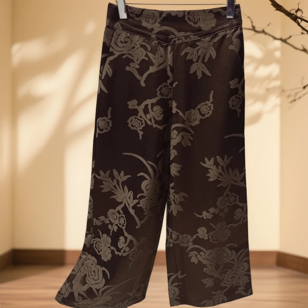 987【小吴专属】新款高定设计时尚百搭复古国风高腰阔腿裤