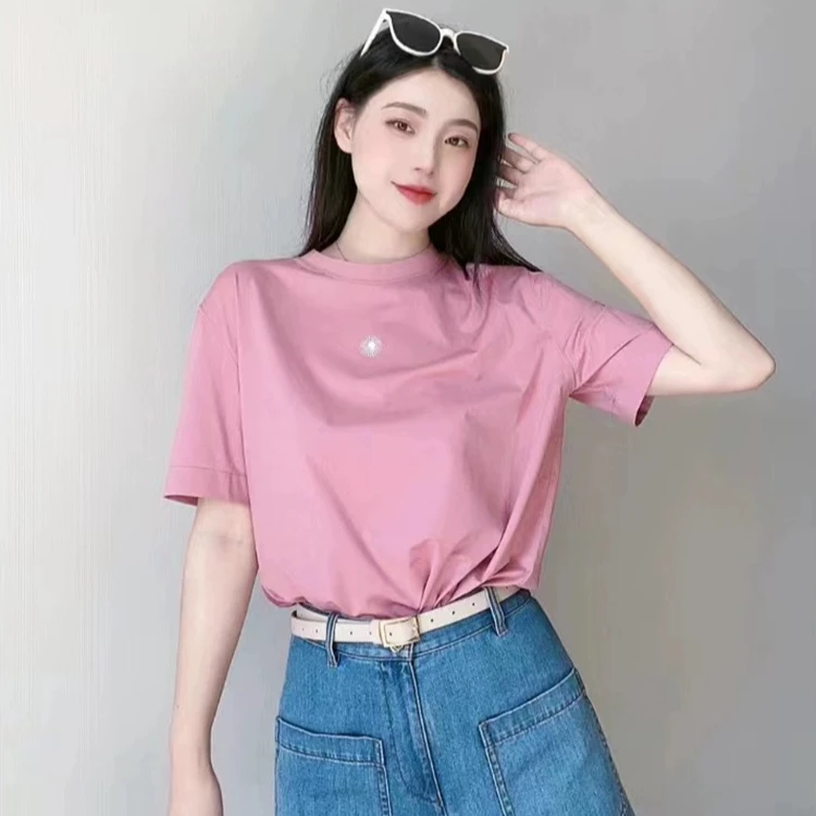 【商场同款】百搭光芒印花T恤圆领宽松慵懒时尚简约休闲短袖1300901