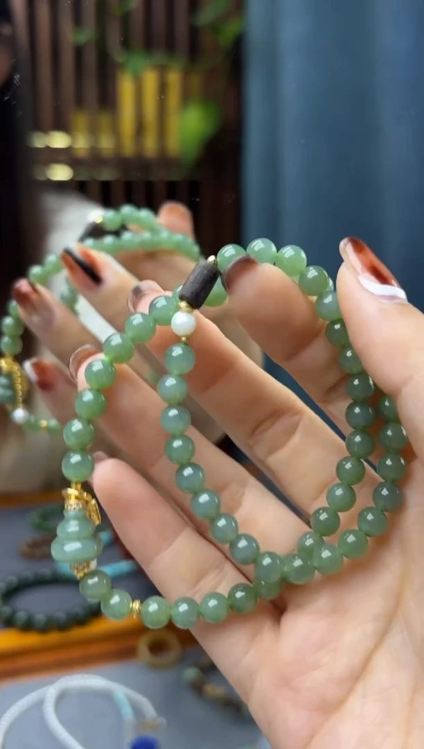 未镶嵌和田玉挂件和田玉两圈手串QK