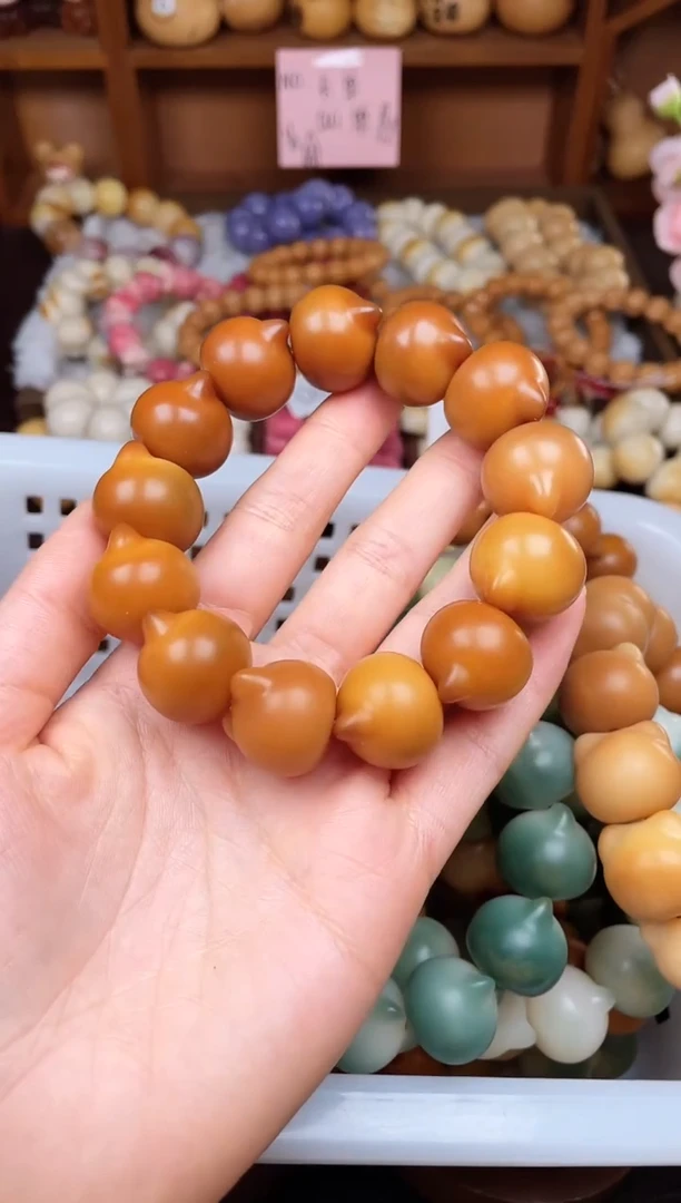 手串菩提根/象牙果Q干磨 落日余晖猫猫头单圈