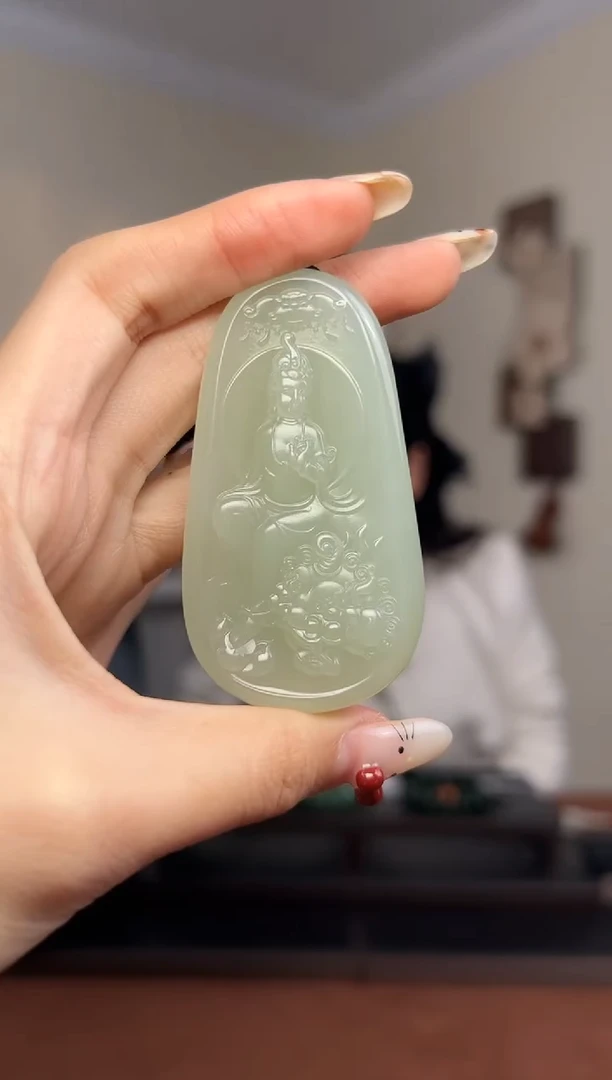颈饰未镶嵌和田玉68*37*11mm 文殊菩萨