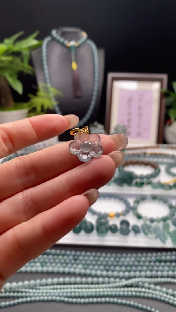 未镶嵌手链翡翠散珠卡14mm左右花花吊坠