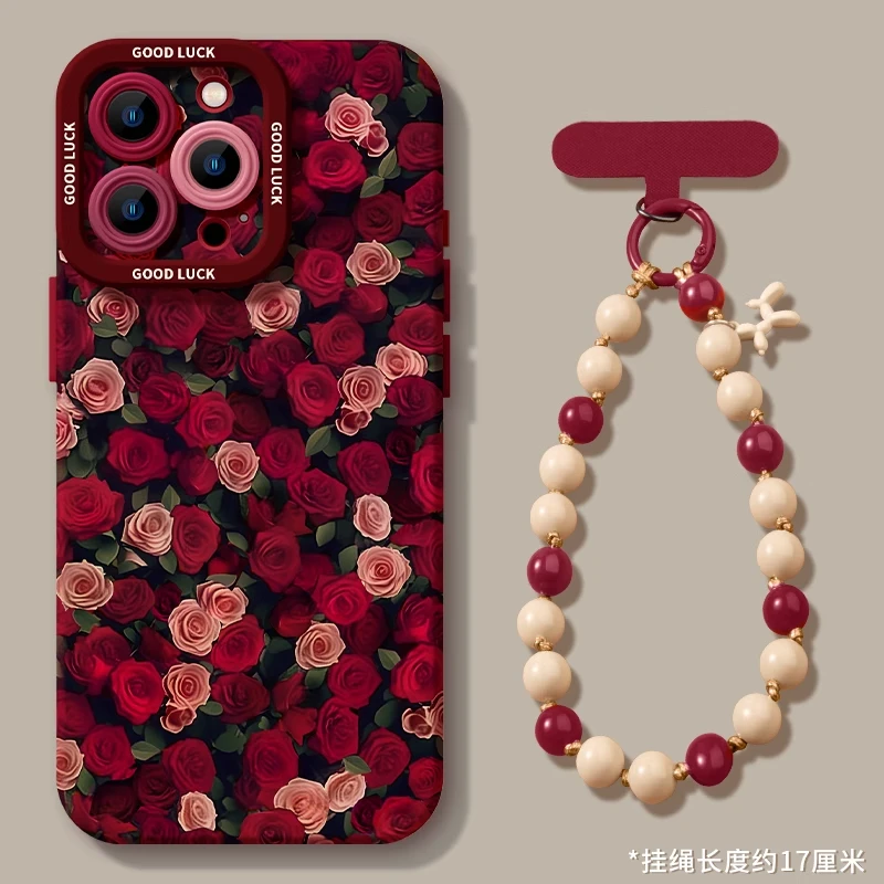 适用苹果15手机壳iphone13玫瑰16promax复古11女款12新年手机壳