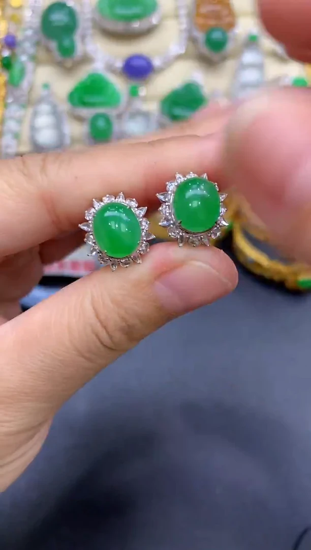 18K金镶嵌翡翠耳饰418-中国好珍宝
